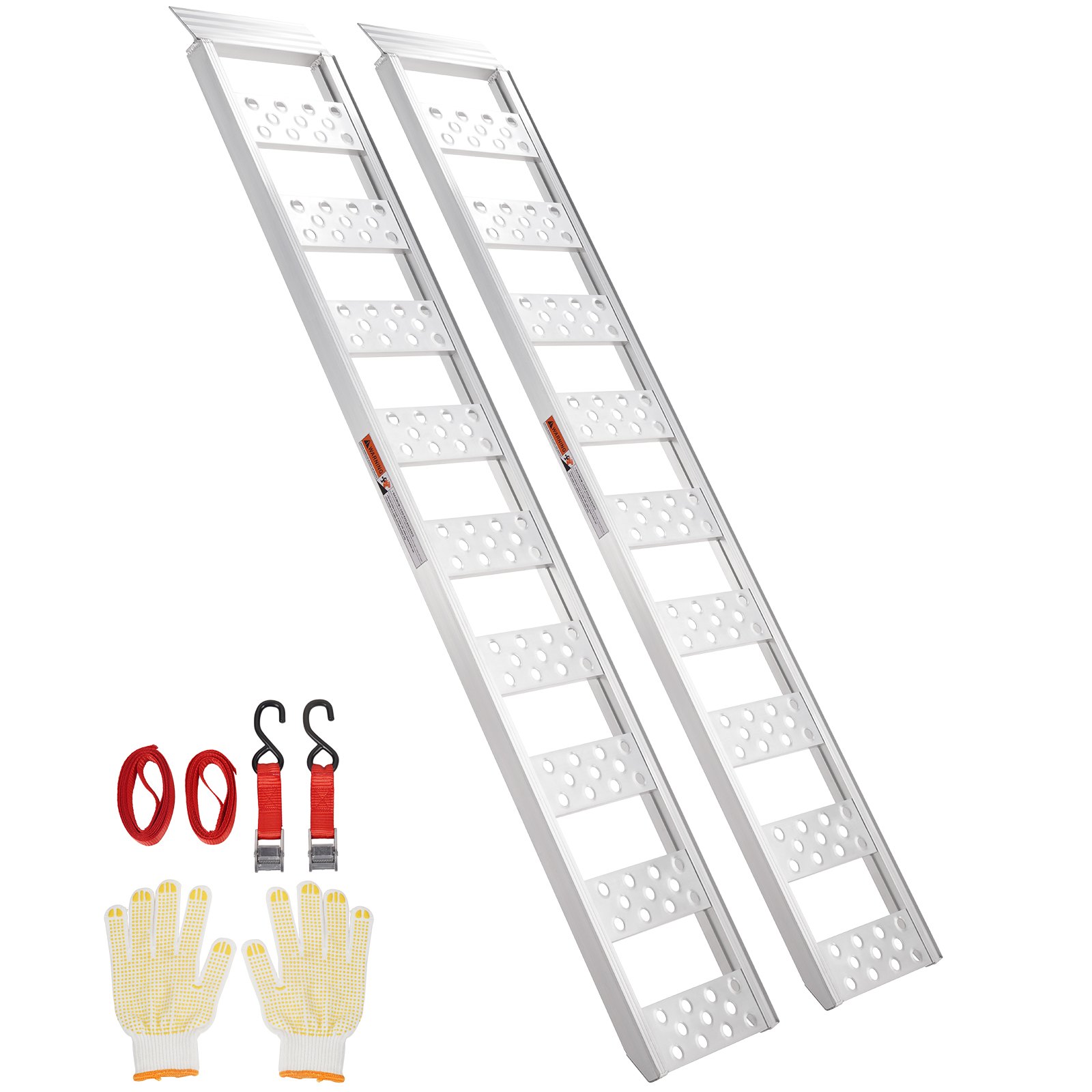 VEVOR Aluminum Ramps, 0.6 ton, Straight Ramp with Treads and Load Straps, Portable Loading Ramp for Motorcycles, ATVs, Trucks, Lawn Mower, Dirt Bike, Garden Tractor, 78"L x 12"W, 2Pcs