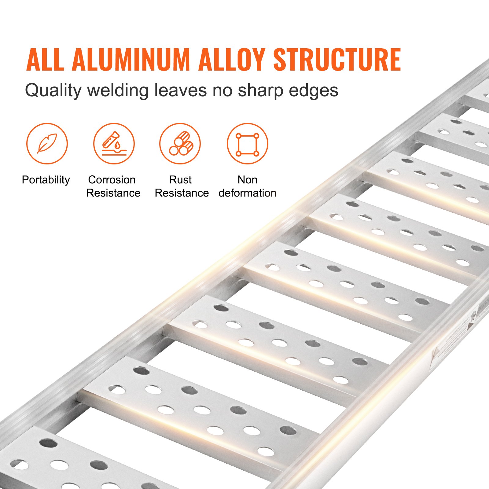 VEVOR Aluminum Ramps, 1250lbs, Straight Ramp with Treads and Load Straps, Portable Loading Ramp for Motorcycles, ATVs, Trucks, Lawn Mower, Dirt Bike, Garden Tractor, 78"L x 12"W, 2Pcs