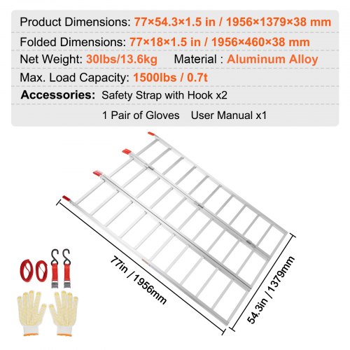 Kokkuklapitav alumiiniumist laadimisramp 680 kg, 196 x 138 cm — pilt 4