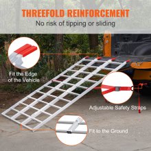 VEVOR Aluminum Ramps, 1500 lbs, Tri-Fold Ramp with Load Straps, Folding Loading Ramp for Motorcycle, Tractor, ATV/UTV, Trucks, Lawn Mower, Snow Blower, 77"L x 54"W, 1 Pc