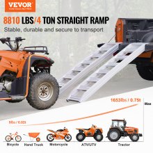 VEVOR Aluminum Loading Ramps 8810 lb 72" x 15" Flat Ends for Tractors ATVs UTVs