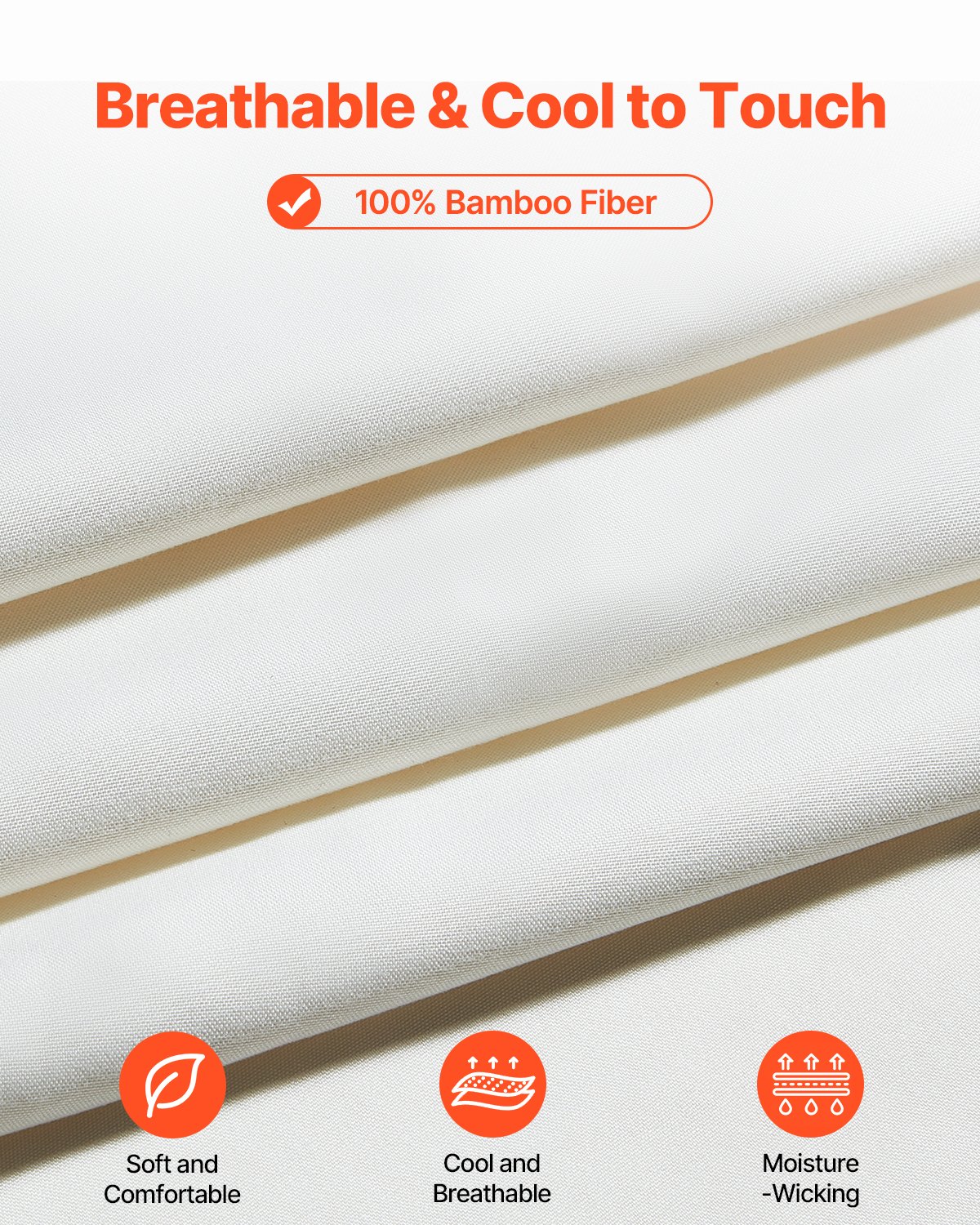 VEVOR 4-Piece Bed Sheet Set - Queen Size, 100% Bamboo Fiber Bedding Set, Cooling, Breathable & Shrink-Resistant Luxury Bed Sheet with Deep Pocket, Fit up to 16" Deep Mattress, Ideal for Hotel Bedroom