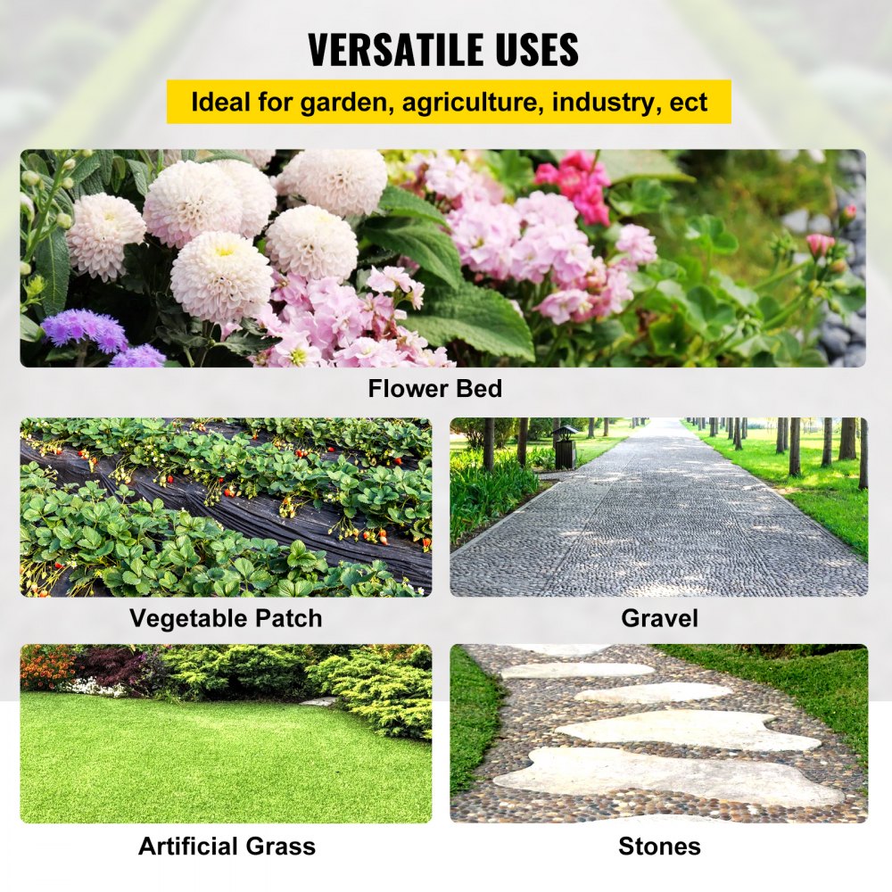 VEVOR 1.8 x 91.5 m Premium Weed Barrier Fabric Heavy Duty 3.2OZ, Woven Weed Control Fabric, High Permeability Good for Flower Bed, Geotextile Fabric for Underlayment, Polyethylene Ground Cover