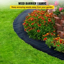 VEVOR 6FTx300FT Premium Weed Barrier Fabric Heavy Duty 3.2OZ, Woven Weed Control Fabric, High Permeability Good for Flower Bed, Geotextile Fabric for Underlayment, Polyethylene Ground Cover
