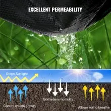 VEVOR 6FT300FT Premium Weed Barrier Fabric Heavy Duty 2.4OZ, Woven Weed Control Fabric, High Permeability Good for Flower Bed, Geotextile Fabric for Underlayment, Polyethylene Ground Cover