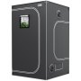VEVOR grow tent with viewing window and ventilation ports in a sleek, black and silver design.