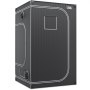 VEVOR grow tent with black fabric, zipper door, and ventilation openings.