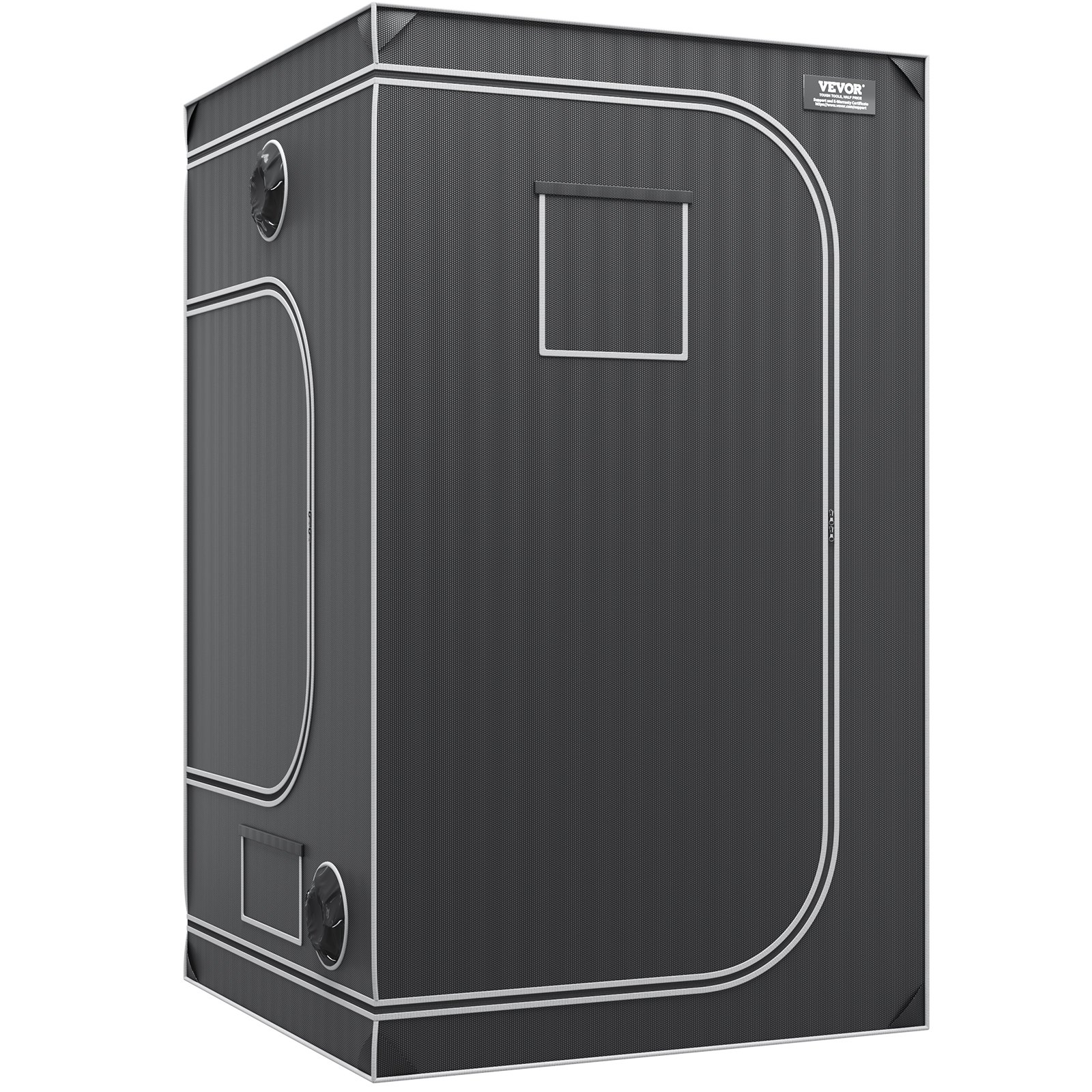 VEVOR grow tent with black fabric, zipper door, and ventilation openings.