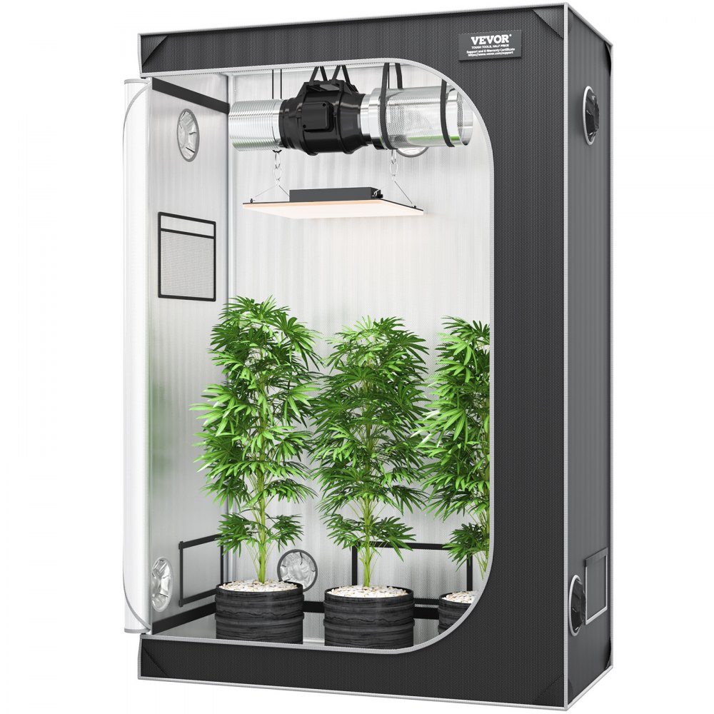 VEVOR 2x4 Grow sátor, 48'' x 24'' x 72'', nagy fényvisszaverő 2000D Mylar hidroponikus termesztősátor megfigyelőablakkal, szerszámtáskával és padlótálcával beltéri növények termesztéséhez