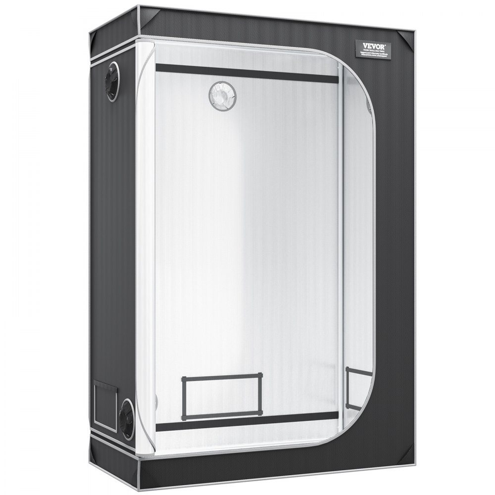 black and white VEVOR grow tent with mesh windows and structured corners.