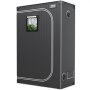 VEVOR grow tent with a small viewing window and ventilation ports, showcasing interior greenery.
