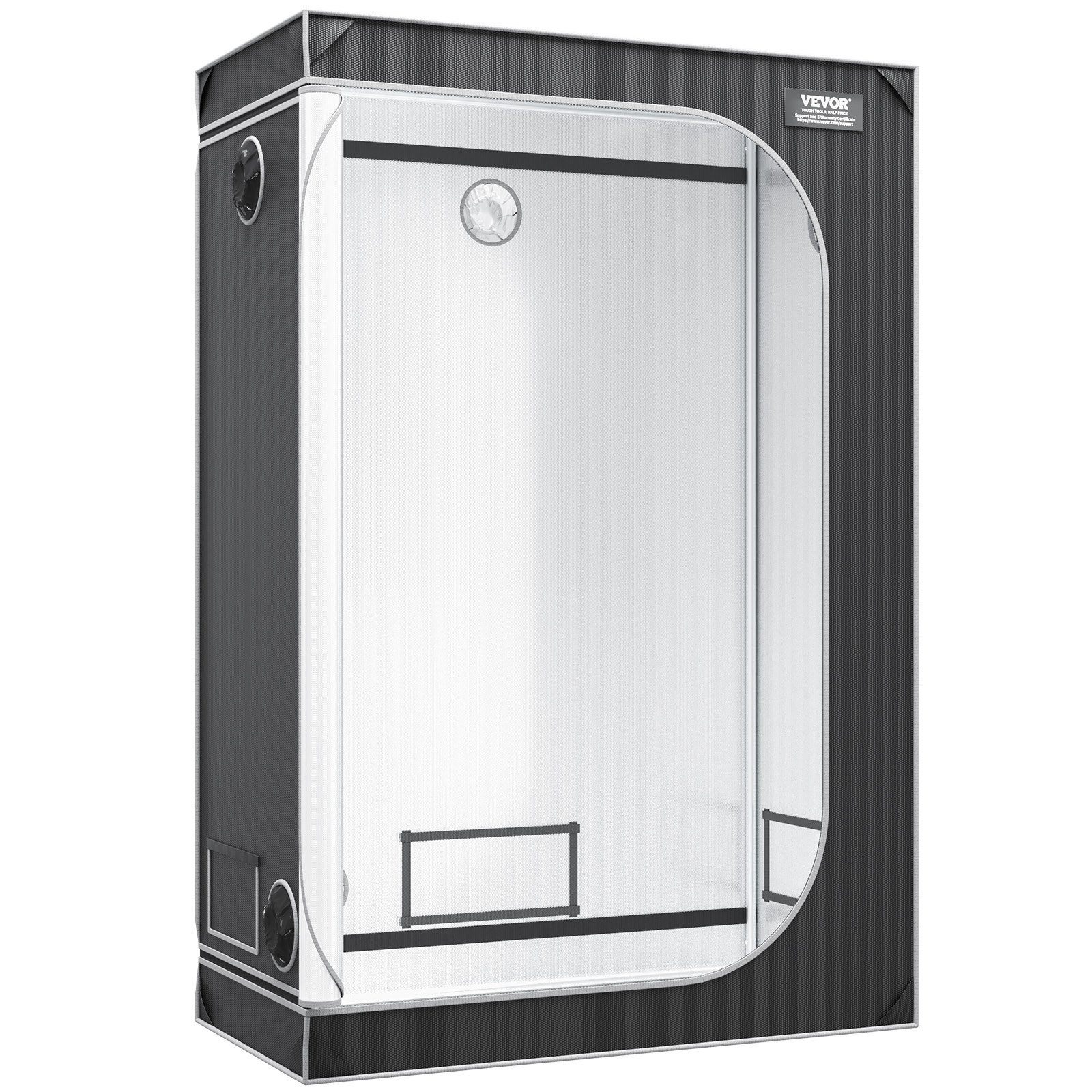 black and white VEVOR grow tent with mesh windows and structured corners.