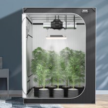 VEVOR 5x5 Grow Tent, 152 x 152 x 203 cm, High Reflective 2000D Mylar Hydroponic Growing Tent with Observation Window, Tool Bag and Floor Tray for Indoor Plants Growing