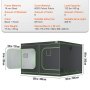 VEVOR grow tent, 19mm steel frame, 600d oxford fabric, black and green, 4x4x6.6 ft, 8 vents, 5 doors.