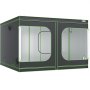 VEVOR grow tent, black exterior with green trim, large observation windows and ventilation ports.