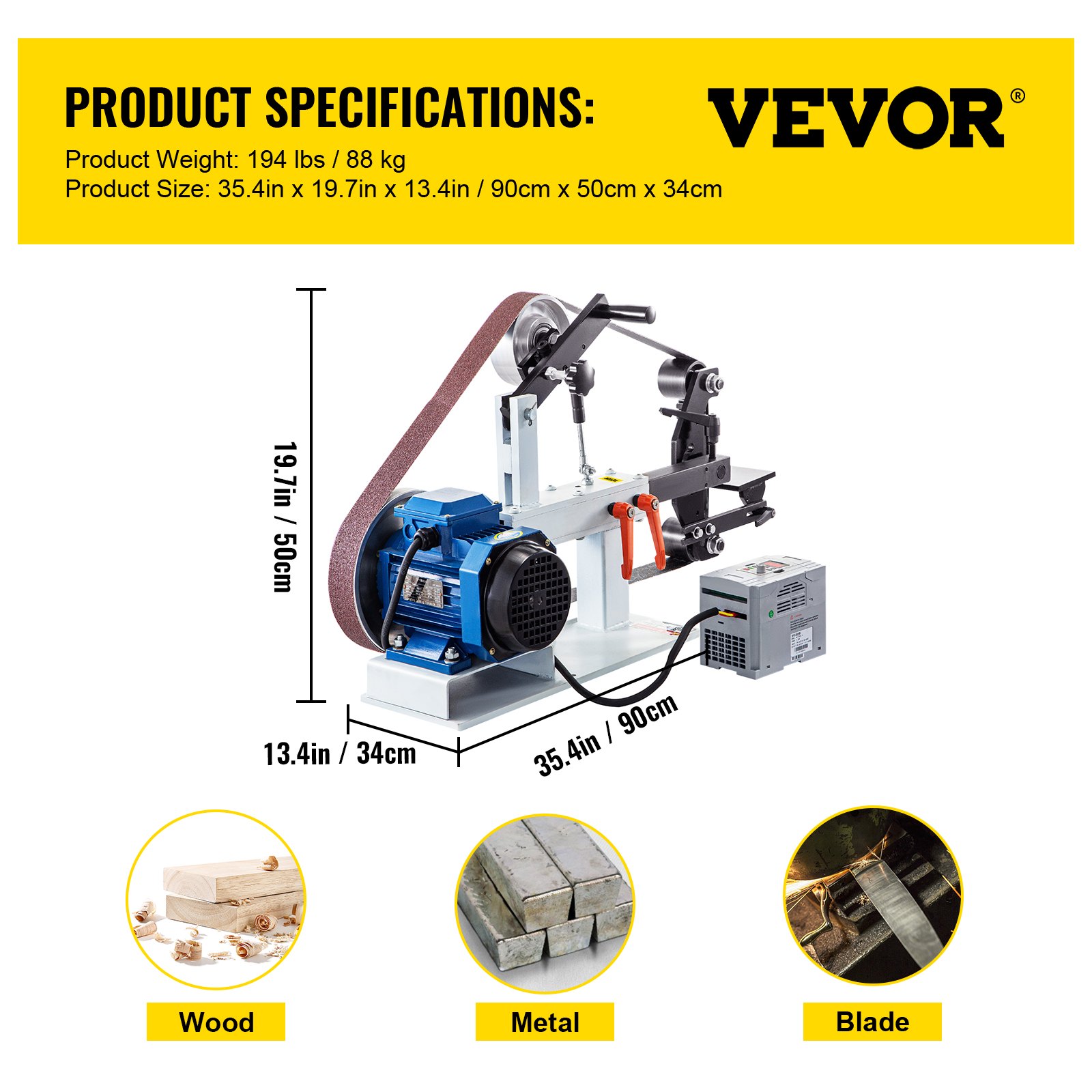 VEVOR Benchtop Disk & Belt Sander Bench Sander 1.5KW with Ph 427 X 12