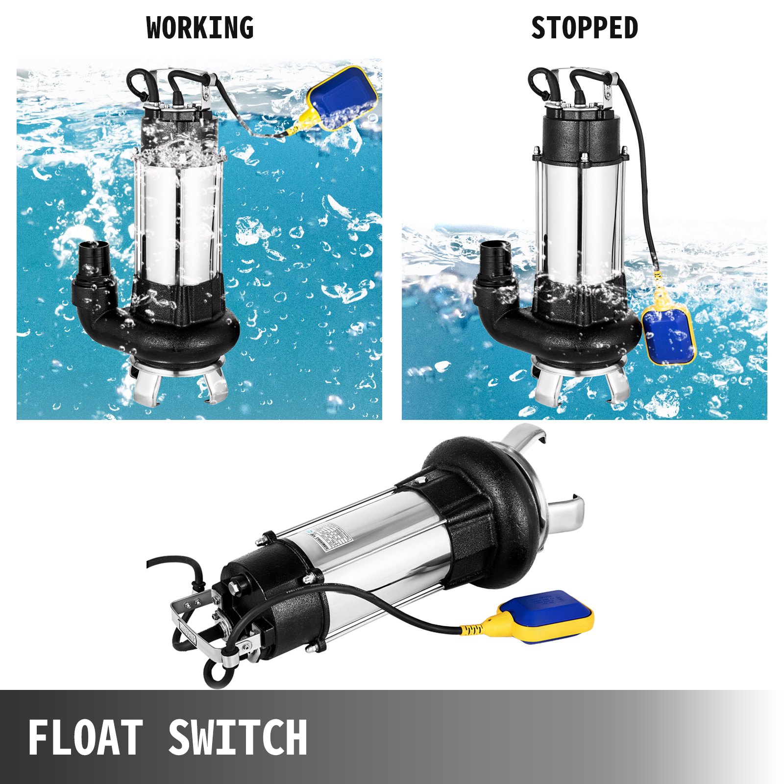 400gpm Sump Pump 1.5hp Industrial Sewage Cutter Grinder Cast Iron ...