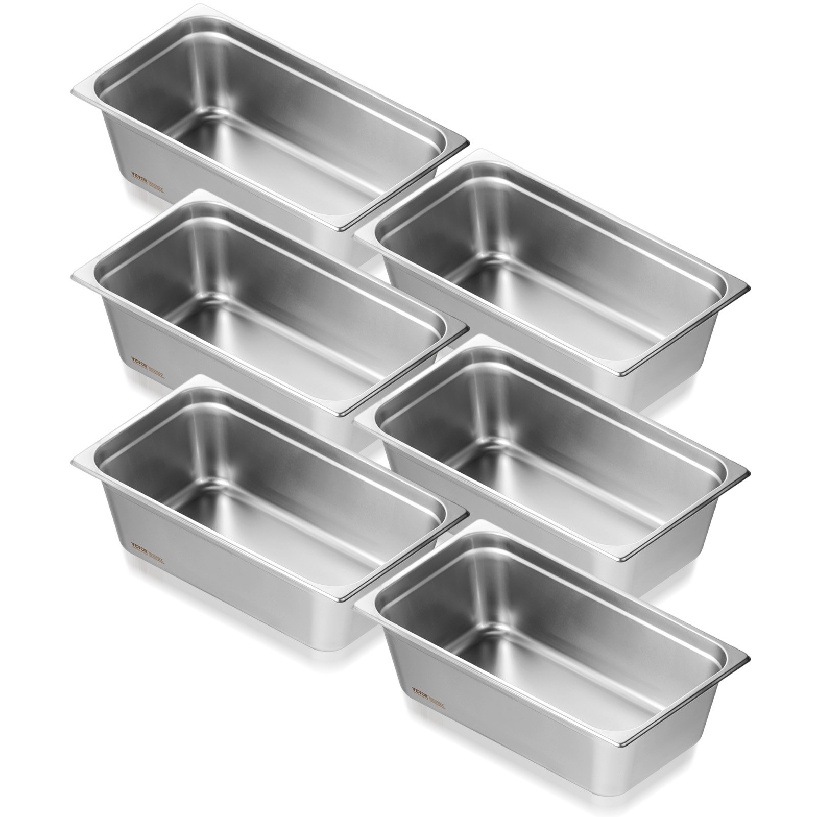 VEVOR 6 Pack Hotel Pans, Full Size Anti-Jam Steam Pan, 0.8mm Thick ...