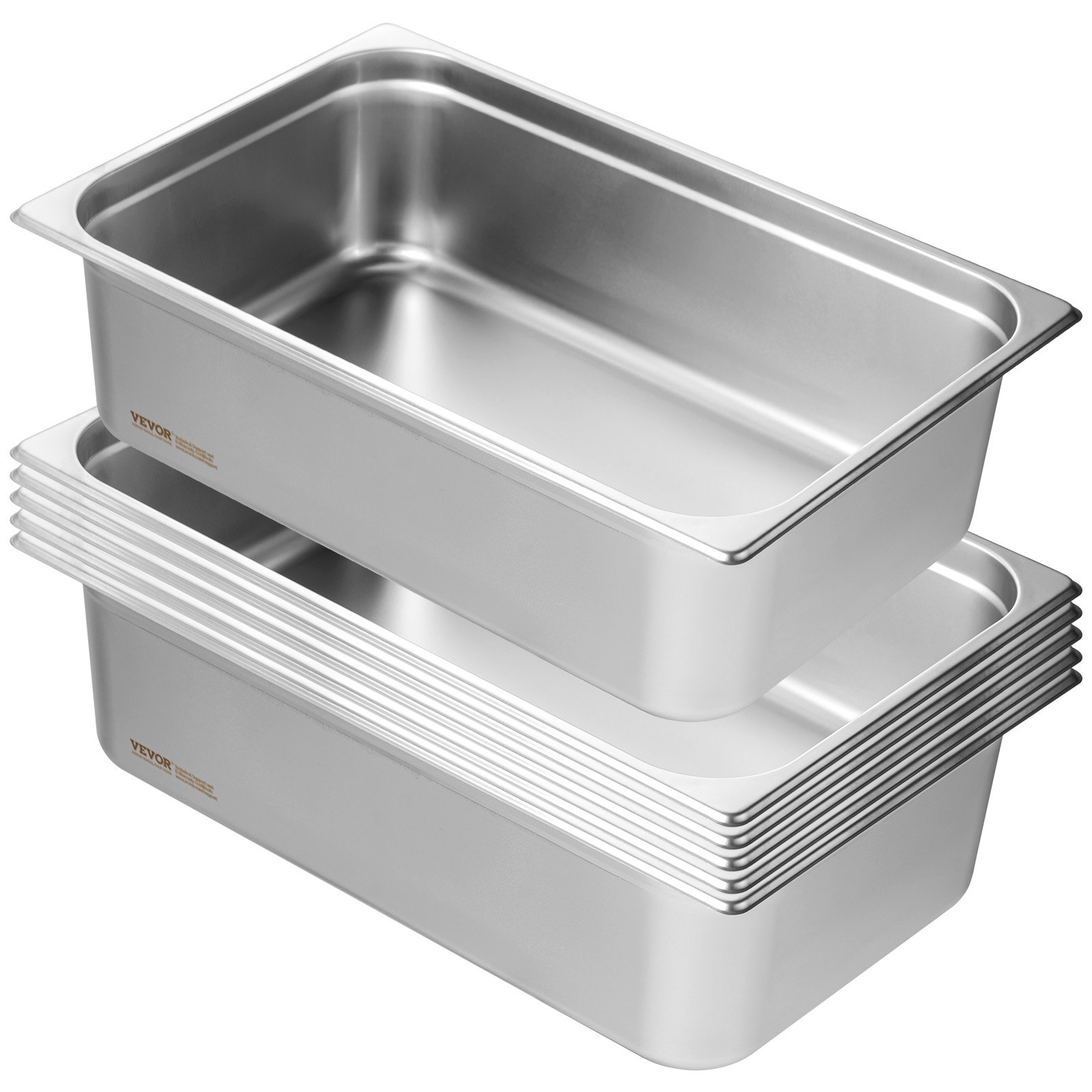 VEVOR 6 Pack Hotel Pans, Full Size Anti-Jam Steam Pan, 0.8mm Thick ...