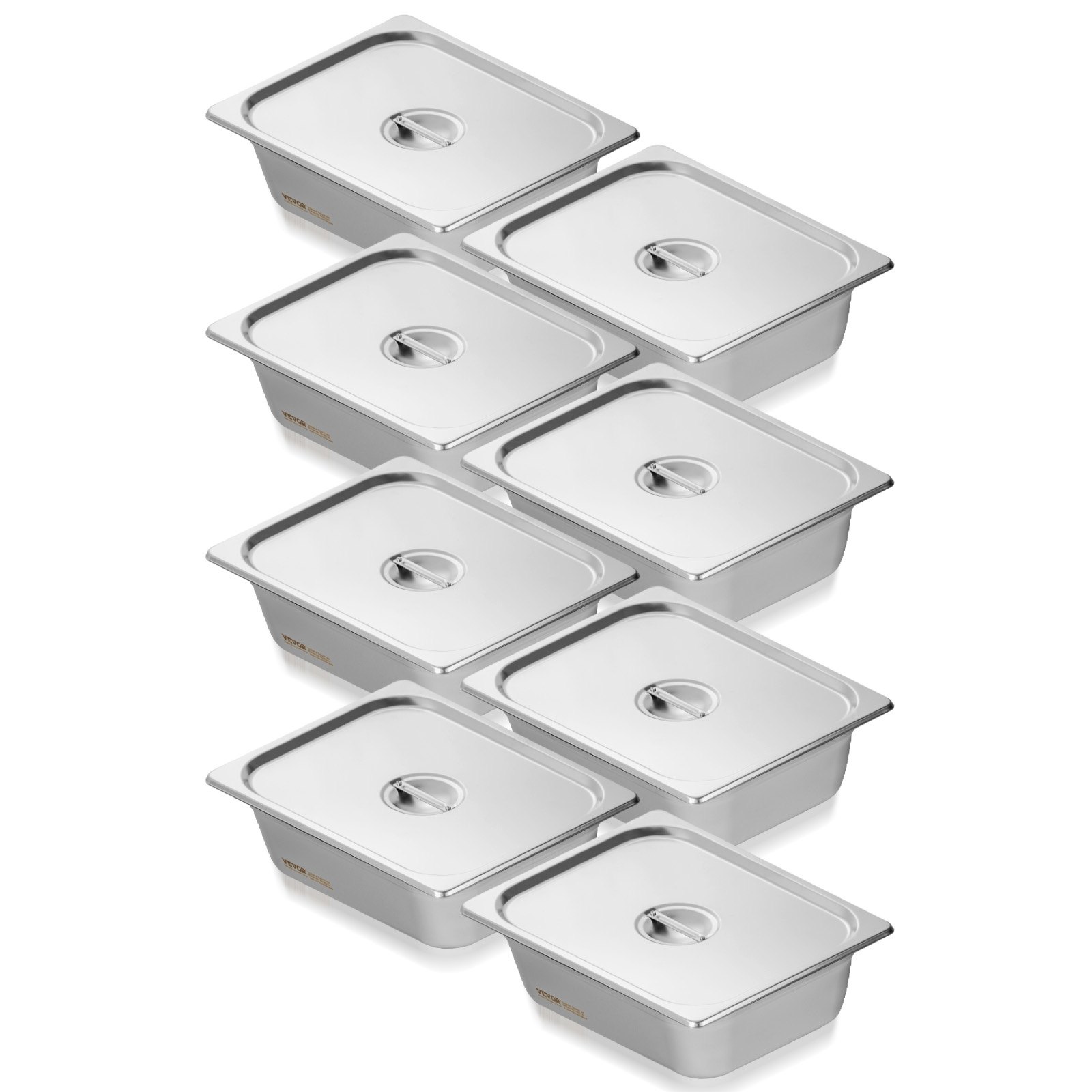 VEVOR 8 Pack Hotel Pans, 1/2 Size Anti-Jam Steam Pan with Lid, 0.8mm ...