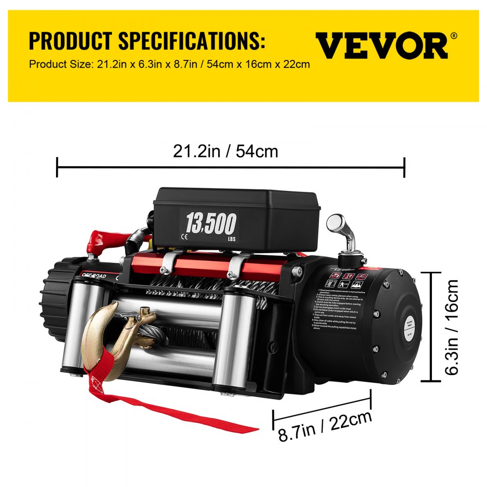 VEVOR VEVOR Electric Winch Recovery 12v 13500Lb / 6125Kg,Electric Truck ...