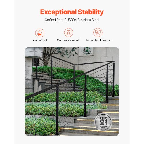 VEVOR Cable Railing Post, 42x2x2 Inch Stair Railing Post, with Pre ...