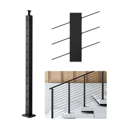 VEVOR Cable Railing Post, 42x2x2 Inch Stair Railing Post, with Pre ...