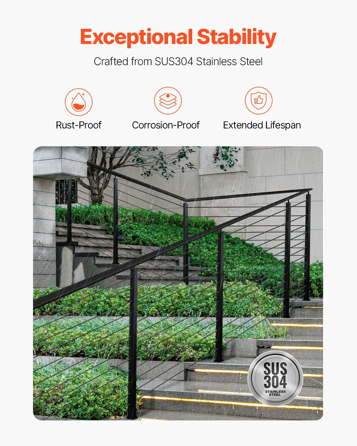 VEVOR Stair Railing Post – 42×2×2 Inch, 30° Holes, 1-Pack