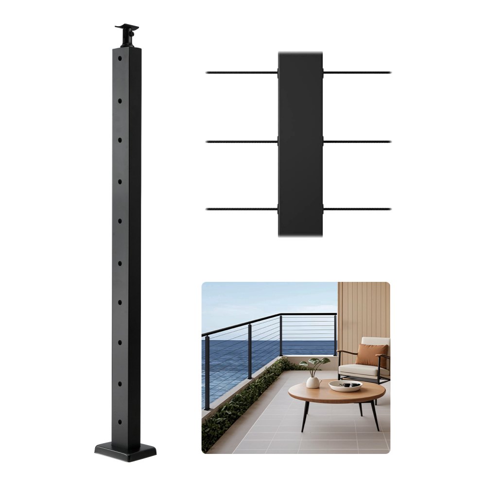 VEVOR Stair Railing Post – Strong & Stylish Cable Support