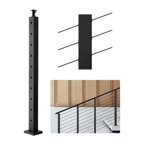 VEVOR Cable Railing Post, 36x2x2 Inch Stair Railing Post, with Pre ...
