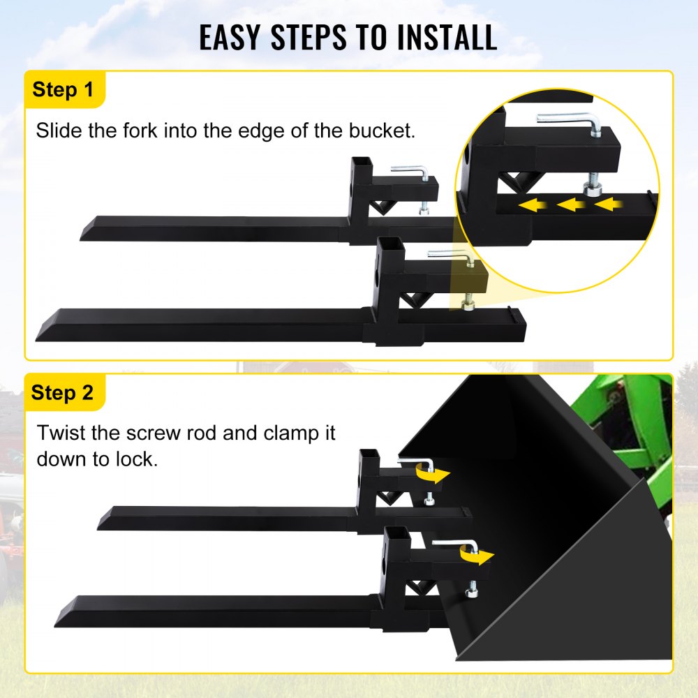 VEVOR Pallet Forks 2000 Lbs Clamp On Tractor Bucket Forks 46.9
