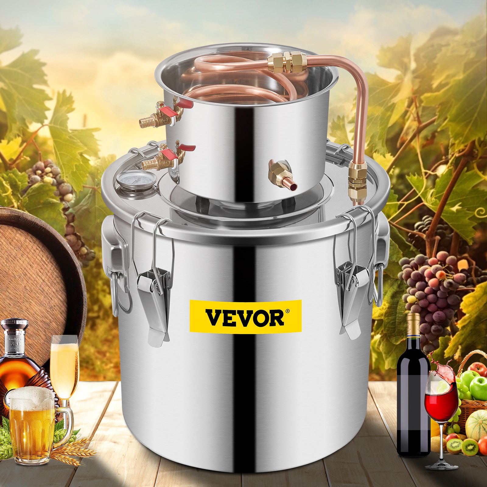 VEVOR Alcohol Still 3Gal/21L, Alcohol Distiller with Circulating Pump ...