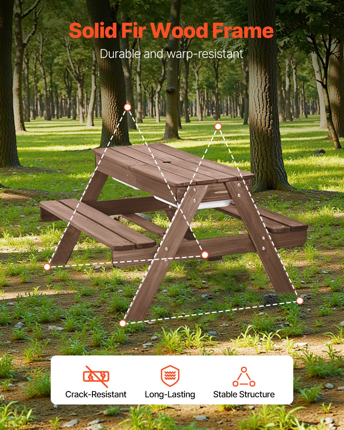 VEVOR Outdoor Picnic Table |Durable Kids 3-in-1 Play Set