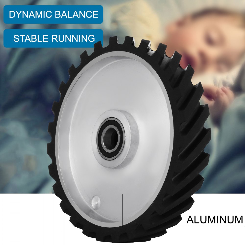 VEVOR Belt Grinder Rubber Wheel 12 x2 inch,Serrated Rubber Contact