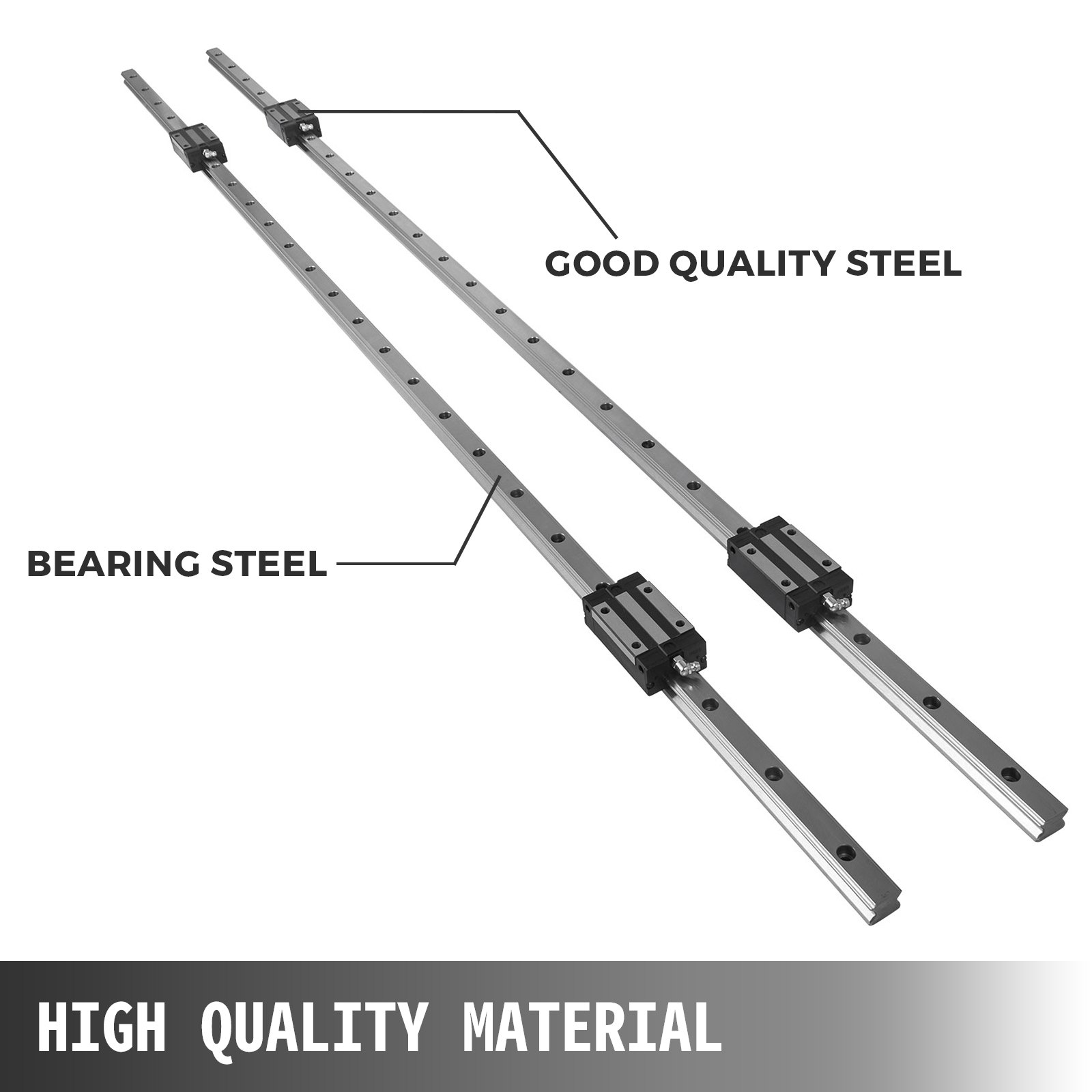 Guide Rail 2 Way VEVOR 20-1500mm 2 X Linear Guideway Rail 4 X Blocks Square Type ...