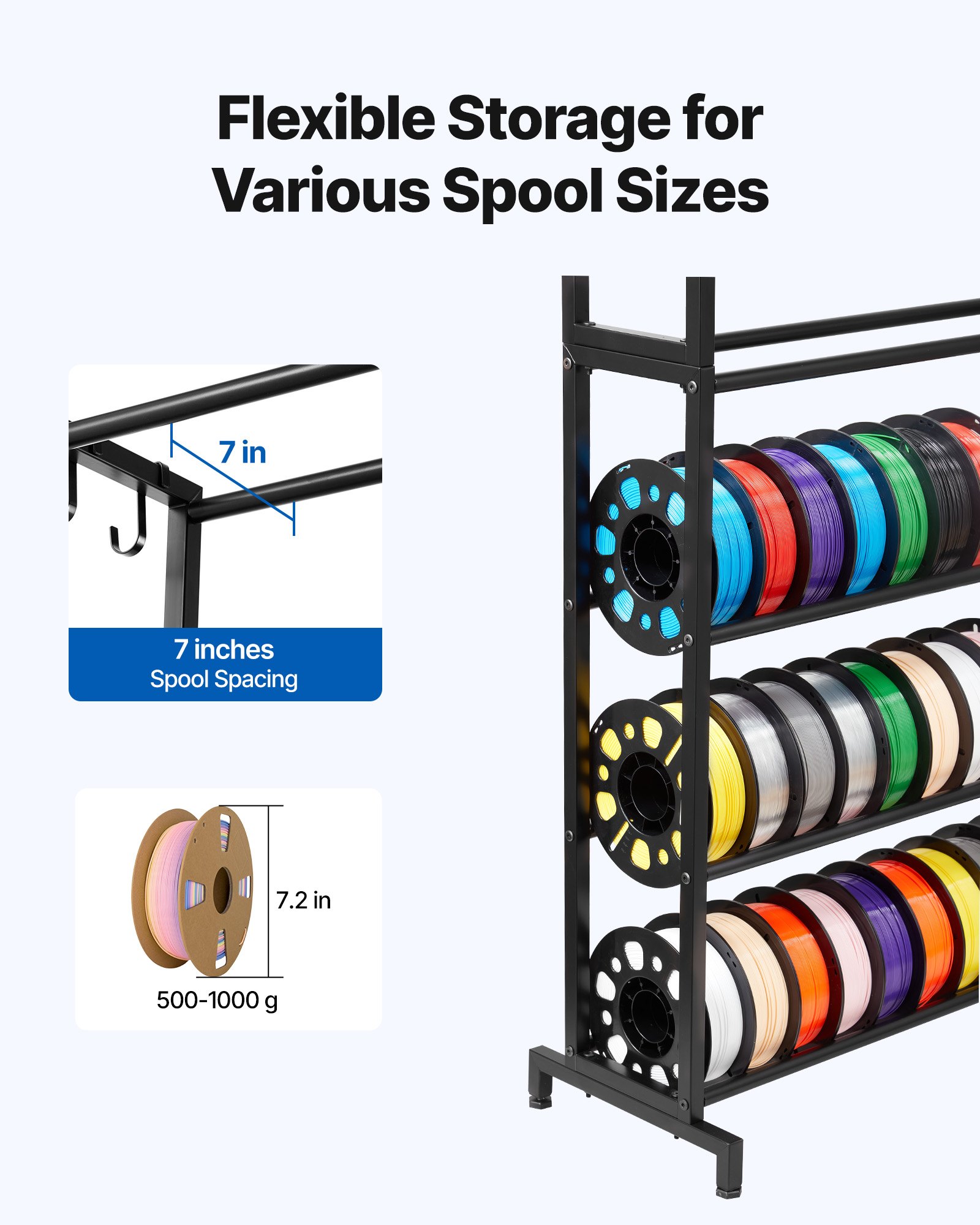 VEVOR 3D Printer Filament Storage Rack, 7 Tier Heavy Duty Storage ...