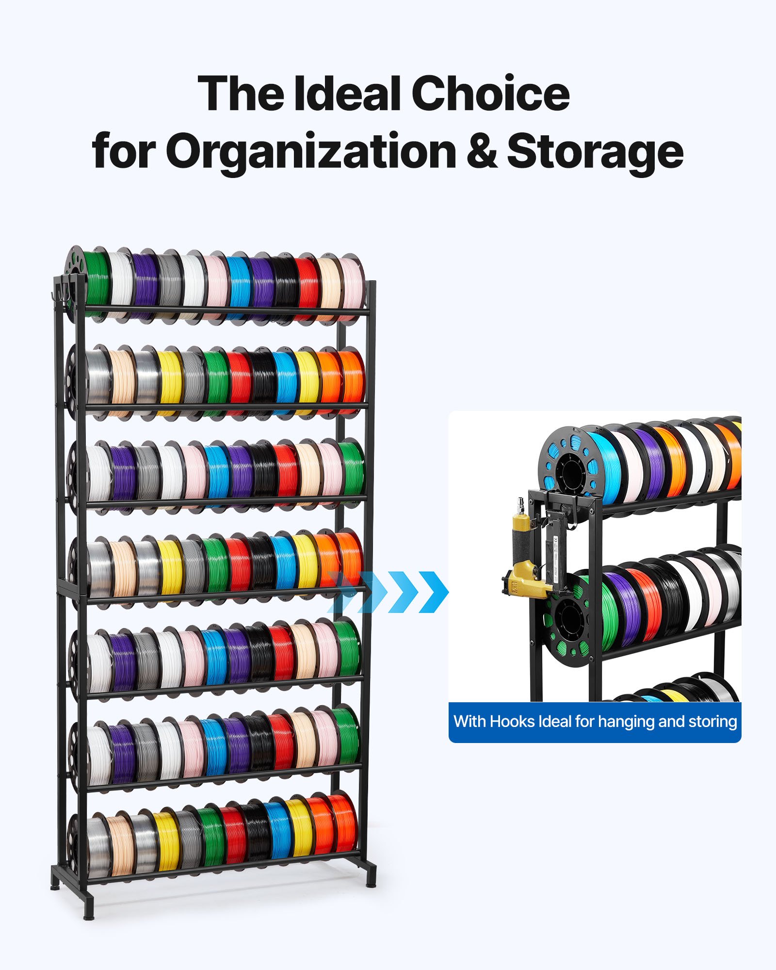 VEVOR 3D Printer Filament Storage Rack, 7 Tier Heavy Duty Storage ...