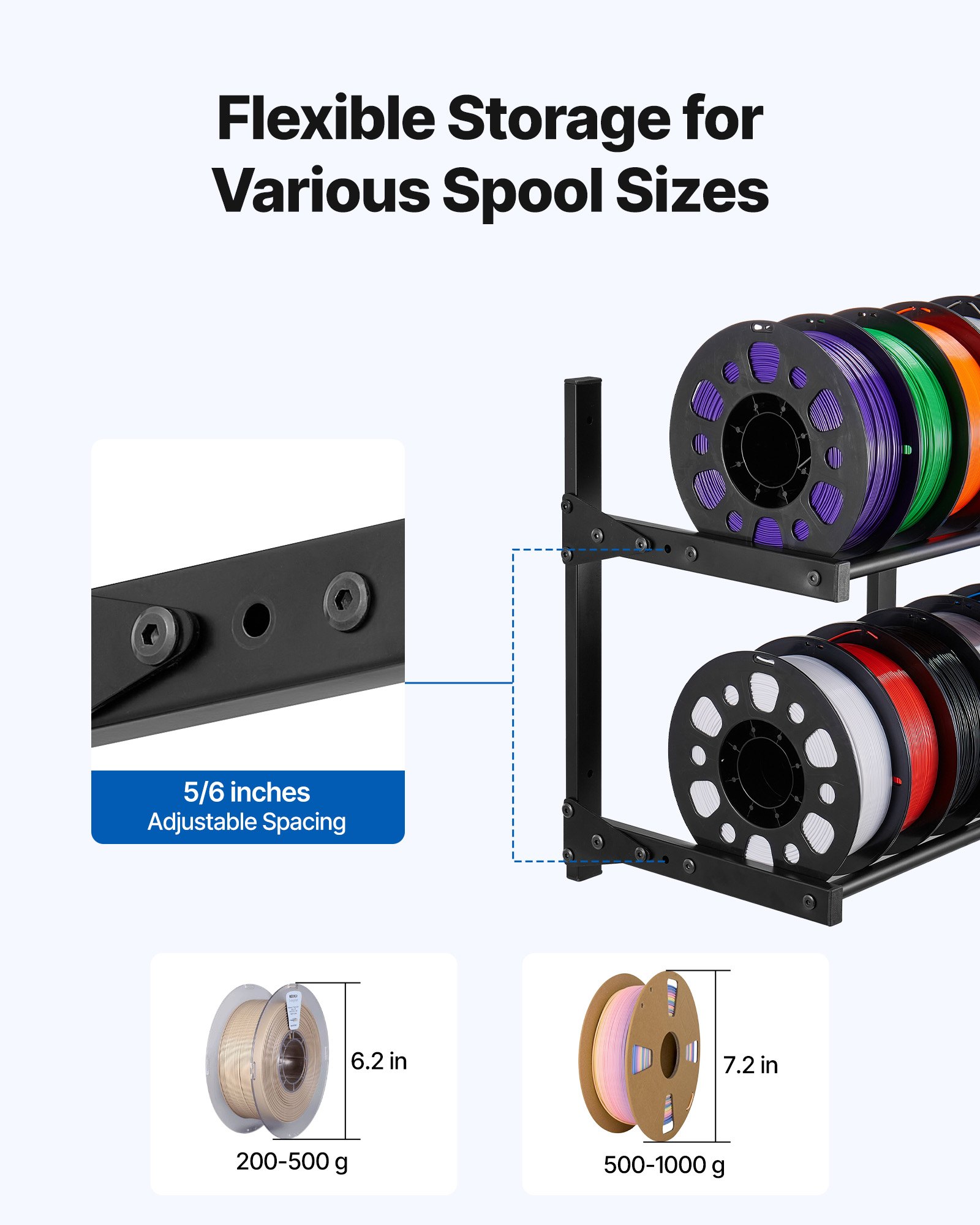 VEVOR 3D Printer Filament Spool Holder – 2-Tier Wall Rack