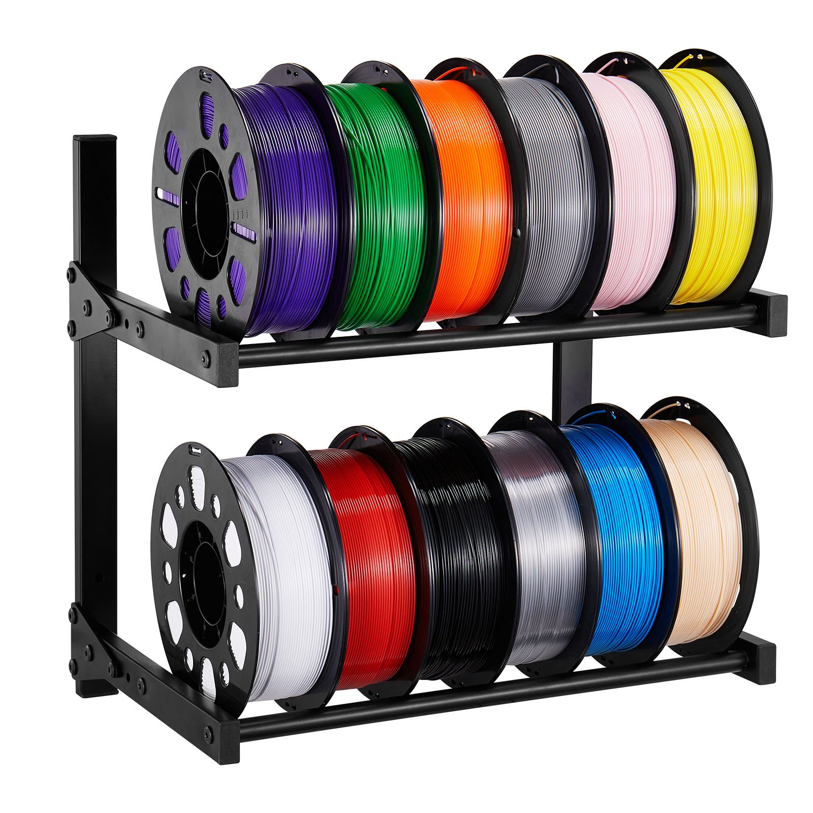 Small Filament Rack VEVOR 3D Printer Filament Spool Holder – 2-Tier Wall Rack