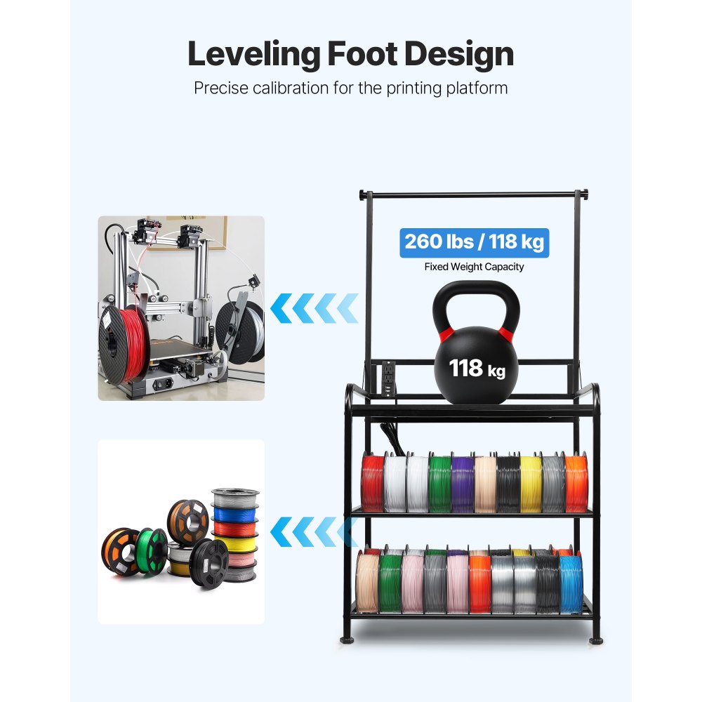 VEVOR 3D Printer Cart with Storage – 2-in-1, 100 lb Capacity