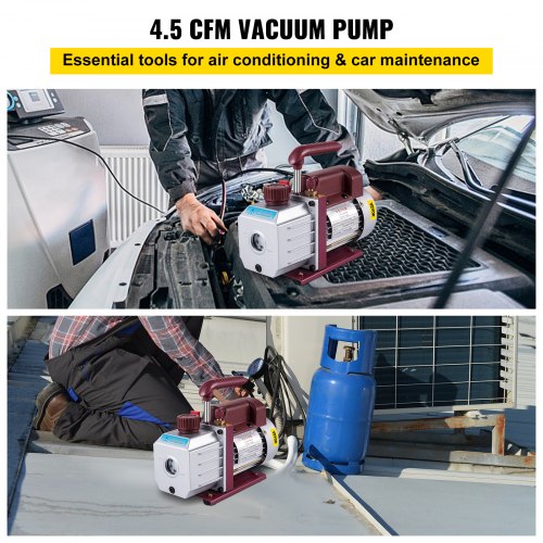 VEVOR 4.5 CFM Vacuum Pump – Single-Stage, 5 Pa Ultimate Vacuum – For HVAC, AC Repair, Refrigeration & More