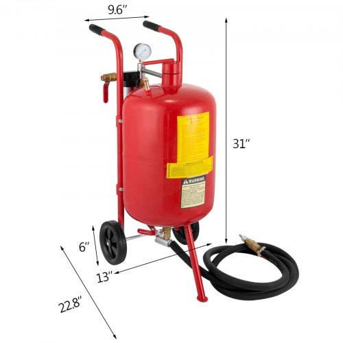 VEVOR 10Gal/40L Sandblaster Equipped w/Nozzle ShutOff Valve Pressure