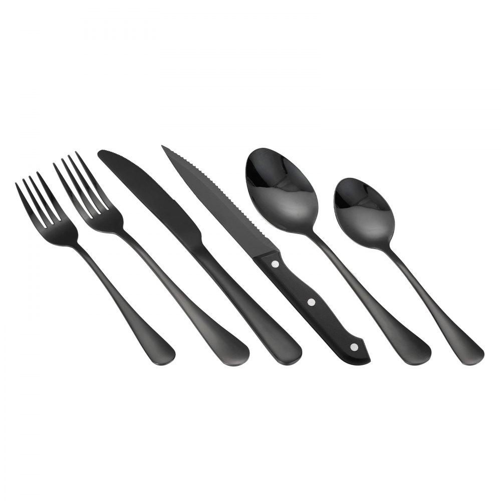 VEVOR Black Silverware Set – 48 PCS, 18/0 Stainless Steel