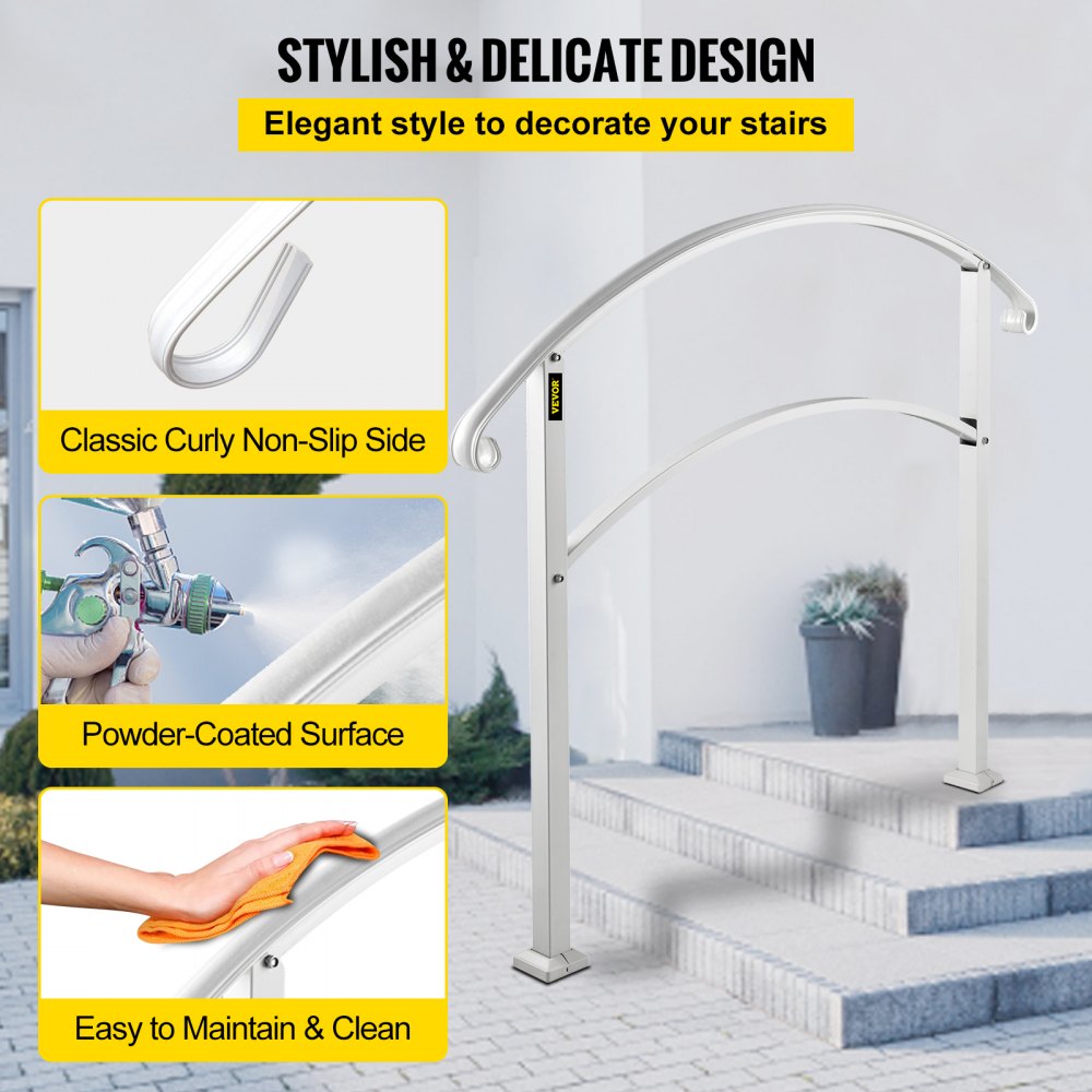 VEVOR Handrails for Outdoor Steps, Fit 1 or 4 Steps Outdoor Stair ...