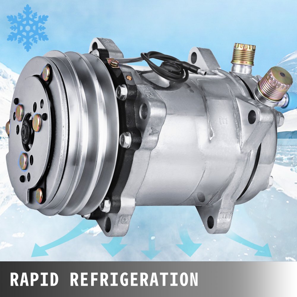 VEVOR AIR CONDITION COMPRESSORS SANDEN 508 STYLE NATURAL FINISH V BELT ...