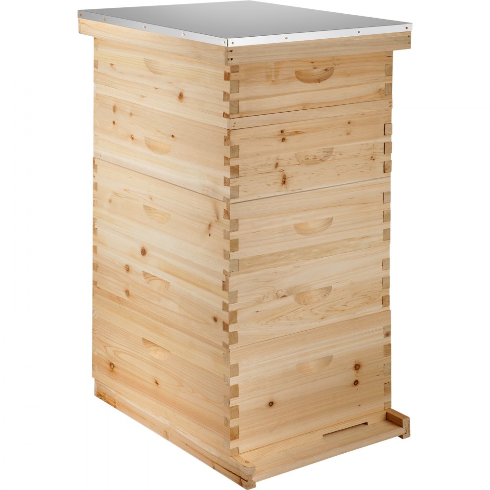 VEVOR 5 Boxes 10-Frame Bee Hive 1 Deep and 4 Medium Box Beehive Frames ...