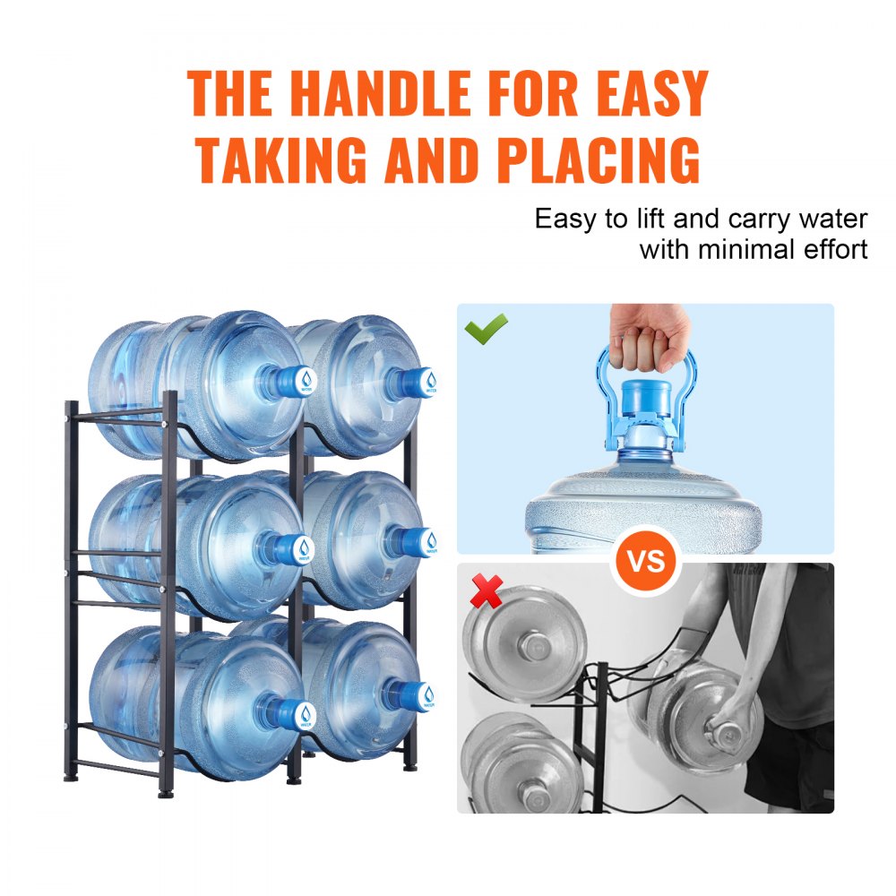 Happybuy 3 Tiers Water Jug Holder, Double Row, Holds 6 5-Gallon Bottles, Heavy Duty, Black, for Kitchen/Office/Living Room Happybuy 3 Tiers Water Jug Holder, Double Row, Holds 6 5-Gallon Bottles, Heavy Duty, Black, for Kitchen/Office/Living Room