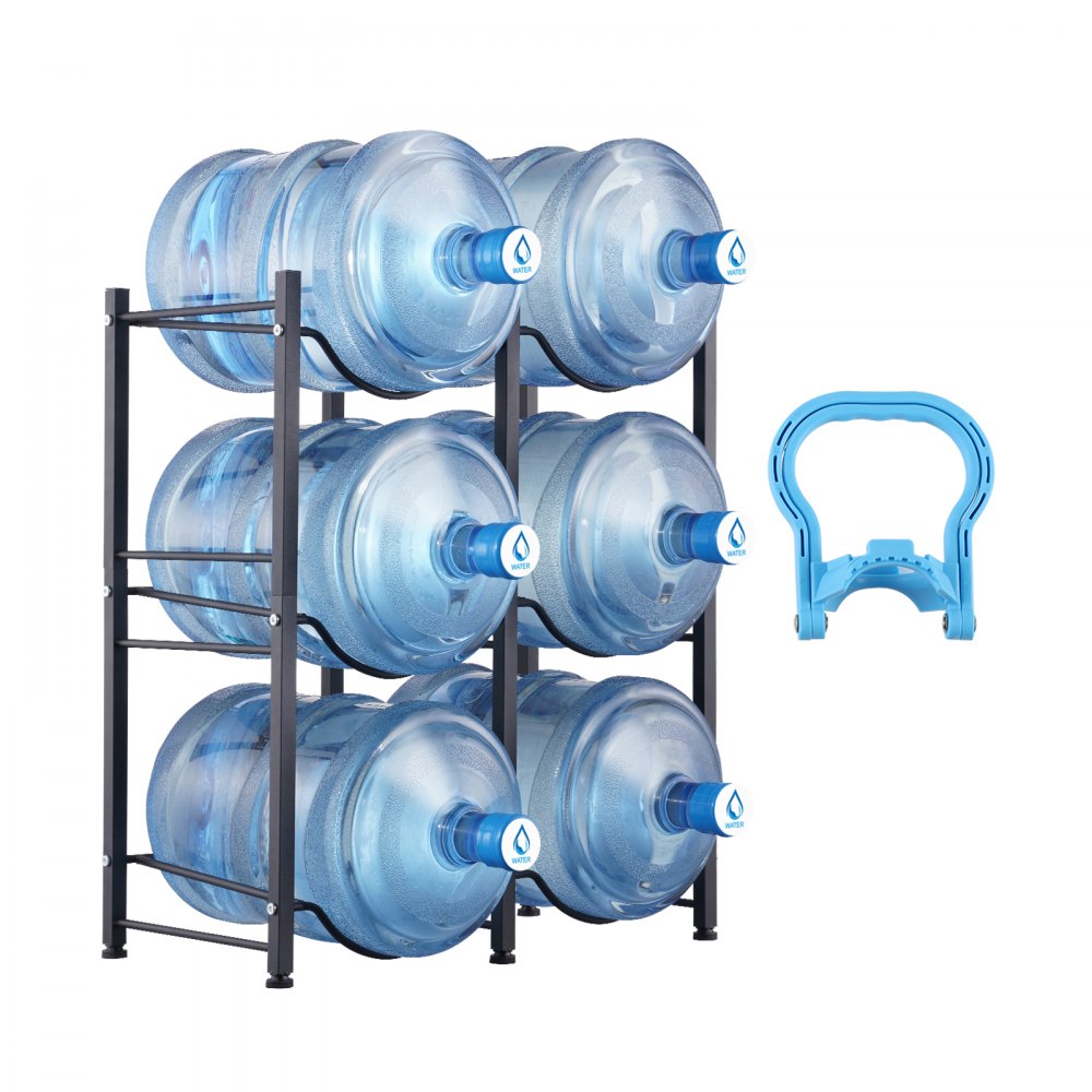 VEVOR 3 Tiers Water Jug Holder Double Row Water Bottle Rack for 6 ...