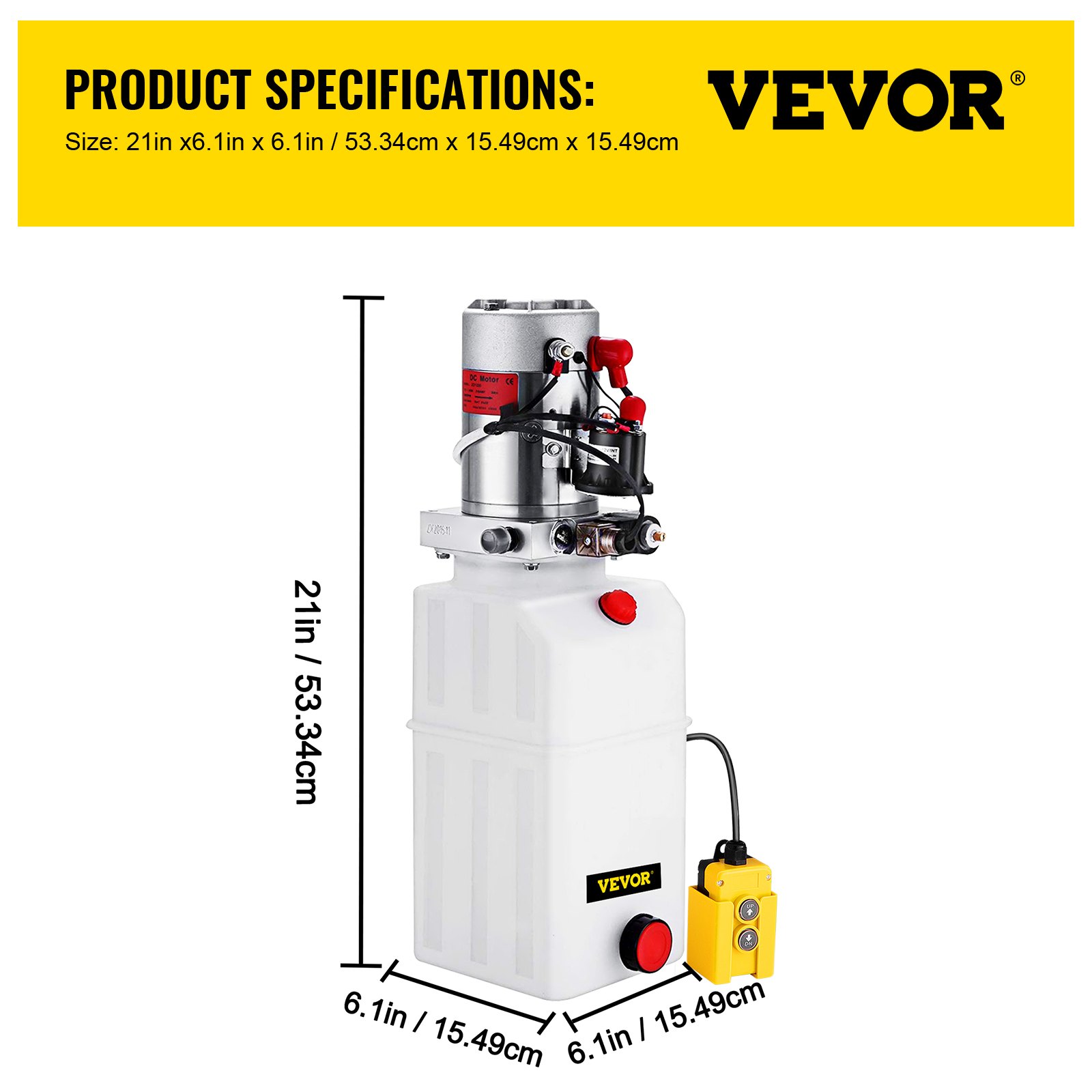 VEVOR 6 Quart Hydraulic Power Unit Single Acting Hydraulic Pump Dump ...