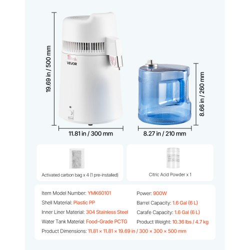 VEVOR Water Distiller for Home — Countertop Pure Water Maker
